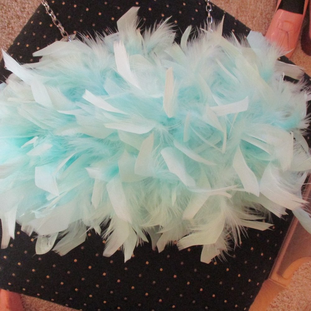 SOLD - LAGUNA LONDON LADIES AQUA FEATHER PURSE...
